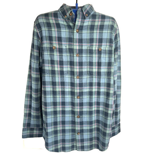 Duluth Trading Co Blue Plaid Soft Cotton Flannel Shirt Men's med - Picture 2 of 10
